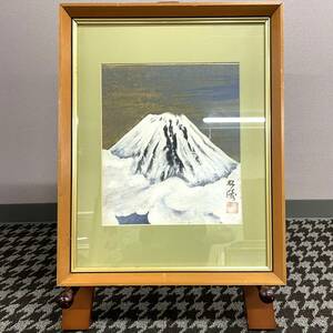 Art hand Auction ★Closing sale! ★1 yen sold out! ★Bundled shipping possible ★Japanese painting ★Mt. Fuji ★Framed ★Large colored paper ★45×36 ★Author unknown, painting, Japanese painting, landscape, Fugetsu