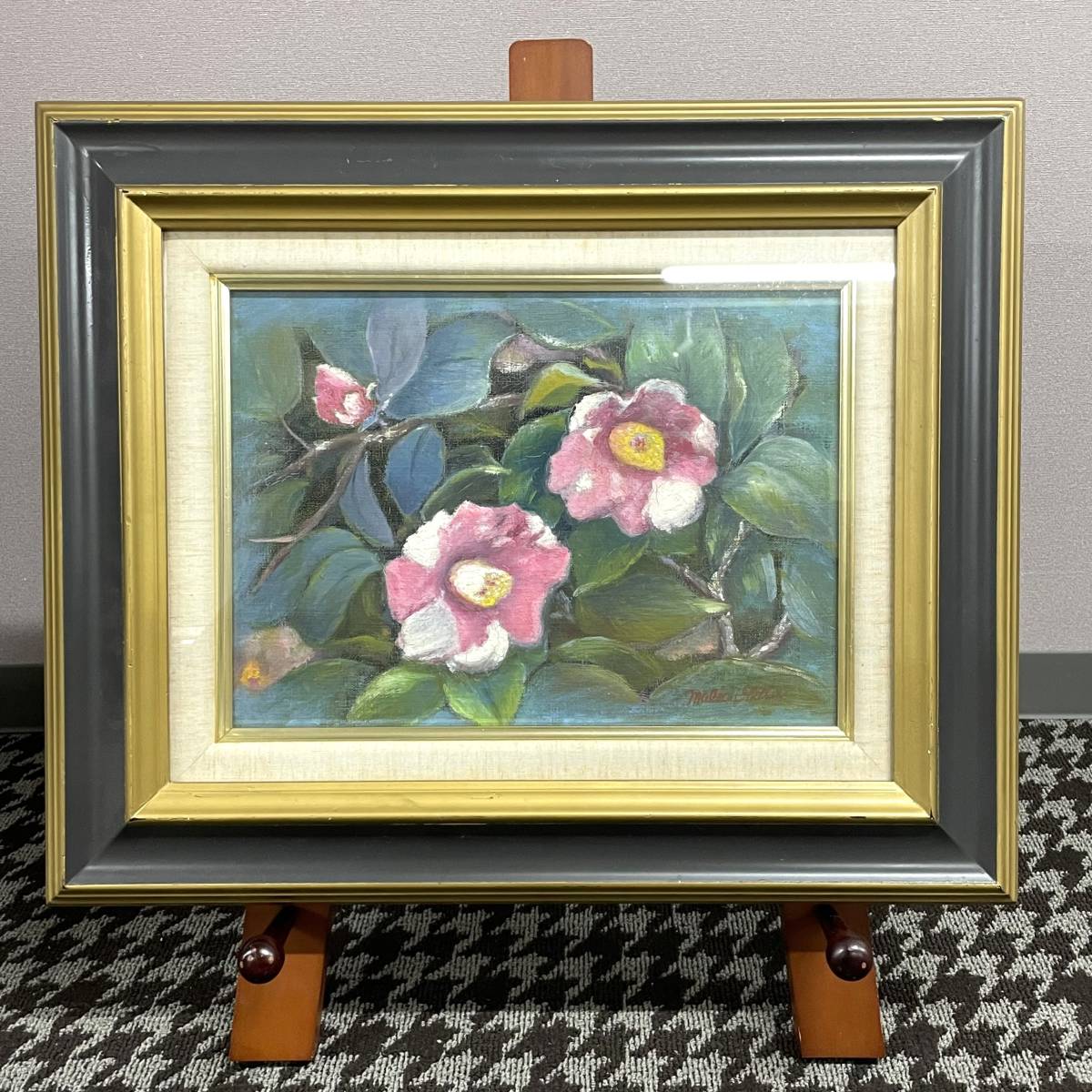 ★¡Cerrando venta! ★ ¡1 yen agotado! ★Envío incluido posible ★Pintura al óleo ★Mariko Okada ★Camelia ★Enmarcado ★F4 ★51×42, cuadro, pintura al óleo, Naturaleza, Pintura de paisaje