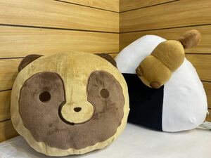 美品！タヌキとキツネ　めちゃでか　もぐもぐ　顔型　ぬいぐるみ　2点　セット　タヌキ　非売品