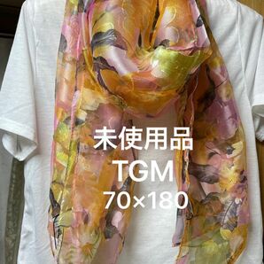 TGM ピッコラコンテ ショール　ストール スカーフピンク系　豪華 花柄 大判 70×180