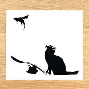 バンクシー #100　猫　ネズミ　スプーン　ステッカー　カッティングステッカー　ストリートアート　ウォールステッカー　壁紙シール