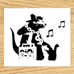 バンクシー #64　ネズミ　ラジカセ　音符　ストリートアート　カッティングステッカー　シール　ウォールステッカー　壁紙シール