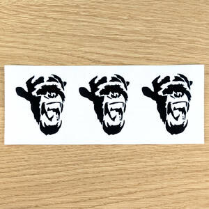 バンクシー #85　猿　顔のみ　3連　ステッカー　ストリートアート　カッティングステッカー　シール　ウォールステッカー　壁紙シール　