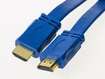 HDMI 1.4 オス TO オス アダプタ コネクター 延長ケーブル カラフル 平タイプ#ブルー1.5M_画像1