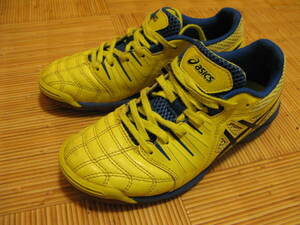 【used】asics（アシックス）DESTAQUE（デスタッキ）黄×青×黒：体育館シューズ：21.5cm