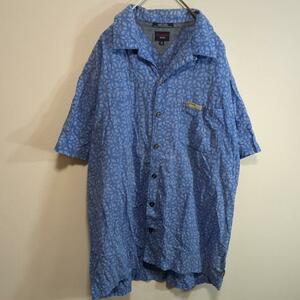 TOMMYJEANS 総柄半袖シャツ　水玉　アロハ　水色M　a23