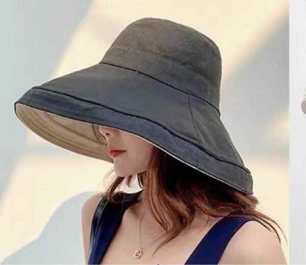 UVカット 紫外線対策 つば 小顔 帽子レディース 効果 紫外線カット 日除け 日よけ 紐付き　リバーシブル　夏　プール　運動会　
