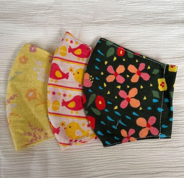 マスク 小さめ 立体マスク ハンドメイド 3枚セット F