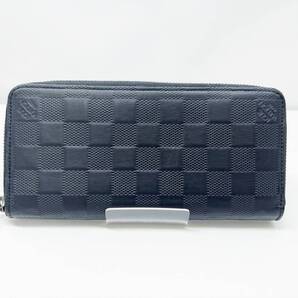 美品 Louis Vuitton ルイヴィトン ダミエアンフィニ ジッピーウォレット ヴェルティカル N63548 ノワール