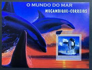 モザンビーク 2002年発行 シャチ クジラ 切手 小型シート 未使用 NH