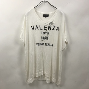VALENZA/バレンザ 半袖Tシャツ サマーニット ラインストーン レーヨン ホワイト サイズ48 レディース