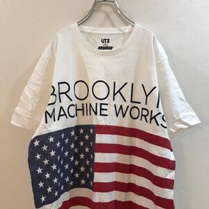 UNIQLO/ユニクロ 半袖Tシャツ BROOKLYN MACHINE WORKS ホワイト白 XLサイズ