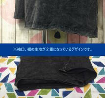 #65_0210 送料無料 【Ouky オーキー】 VINTAGE WASHED 長袖 Tシャツ ユニセックス Vネック 杢ブラック XLサイズ シンプル ロングスリーブ_画像9