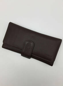 #66_0046 [ secondhand goods ] [FINDIG] cow leather long wallet flap covered cover type QB576-01 Brown 