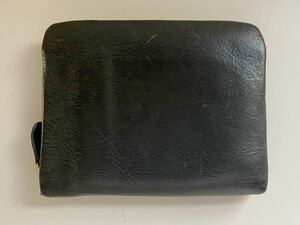 B3E122◆ ナチュラルテンドレザー Natural Tanned Leather 本革レザー グリーン色 ラウンドファスナー ボタン開閉小銭れあり 二つ折り財布