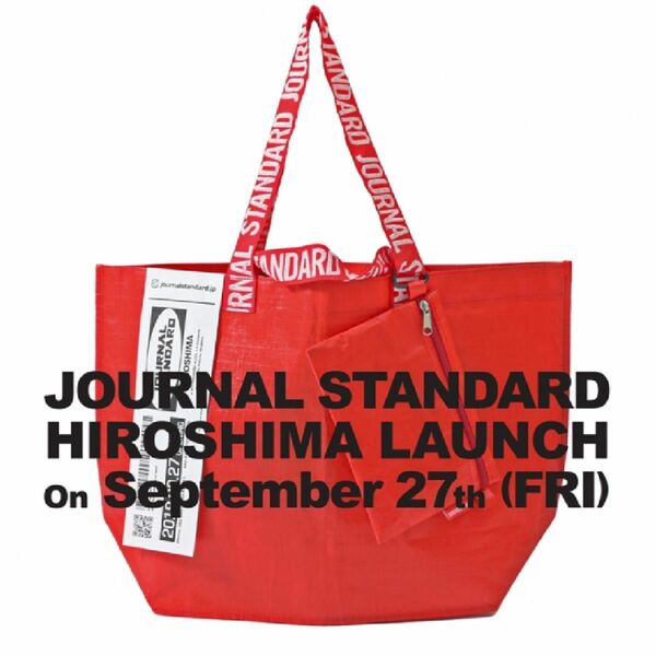 ジャーナルスタンダード ノベルティ 赤 ビッグサイズ トートバッグ マチあり ポーチ付き 新品 非売品 広島 レッド ロゴ 