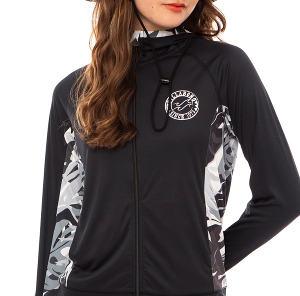 【SALE】★送料無料★2023 新品【BILLABONG/ビラボン】SURF CAPSULE ZIP UP HOODED RASHGUARD ラッシュガード BLK レディースL BD013-854