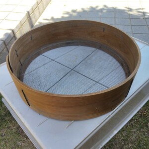 木枠フルイ　ひのき枠 350mm 網目3mm (中古） 木製
