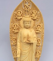 最高級 総檜材　仏教工芸品　木彫仏教　精密彫刻　薬師如来立像 仏像 43CM_画像5