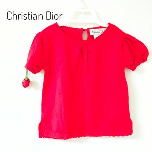 クリスチャンディオール 半袖 ニット 赤 キッズ 100cm イチゴ コットン 半袖Tシャツ Dior