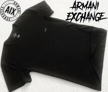 新品★アルマーニ★セクシーな ブラック Tシャツ★クルーネック★ホワイト ロゴ★快適な ストレッチ 黒 XL★A/X ARMANI☆845_画像1