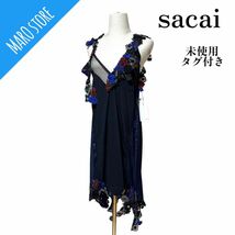【未使用/タグ付き 】sacai フラワー 花 刺繍 リネン ドレス ワンピース_画像1