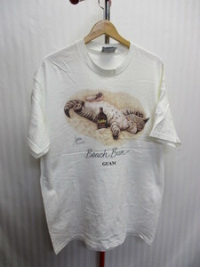 USA製　BOB HARRISON　ボブハリソン　90sヴィンテージ　猫Tシャツ　メンズL　白Tシャツ　LEEボディー　キャット アート　アーティスト05021