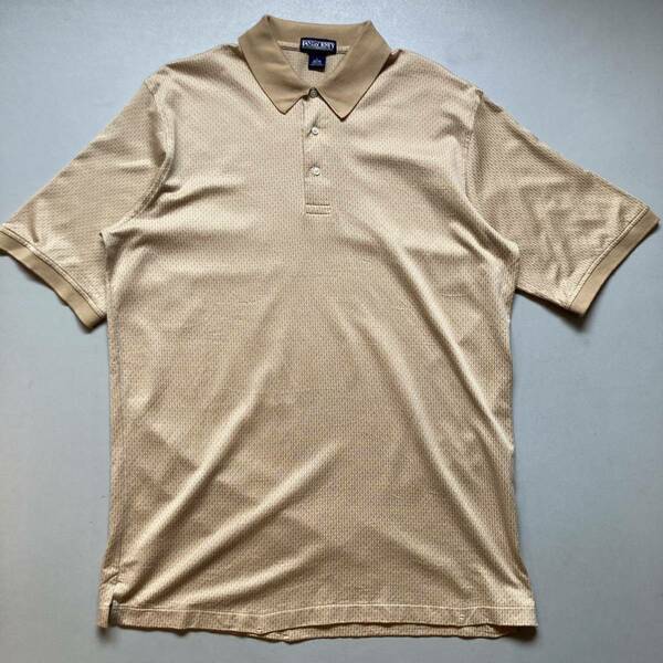 LANDS’ END S/S polo shirt “size L”ランズエンド ポロシャツ ベージュ 同系色2トーン