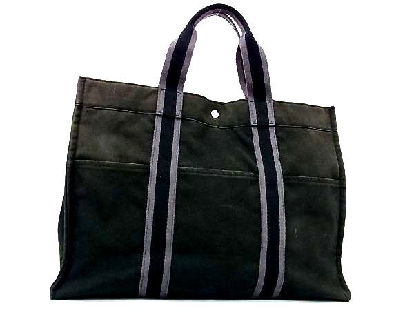 未使用 HERMES エルメス フールトゥGM トートバッグ カーキ aq7806