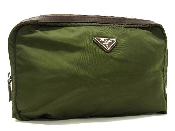 3-YD150 プラダ PRADA ナイロン カーキ ダウンジャケット-