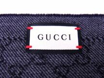 ■新品同様■ GUCCI グッチ ウール100％ マフラー ストール 防寒具 レディース メンズ グレー系×ネイビー系 AJ8212yZ_画像6