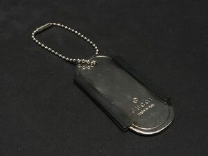 1 jpy GUCCI Gucci dog tag ball chain charm key holder men's lady's silver group × black group AN0291