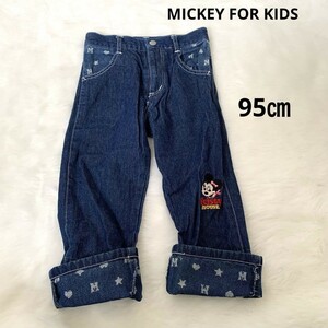 MICKEY FOR KIDS レトロ　ミニーマウス刺繍　デニム　95cm