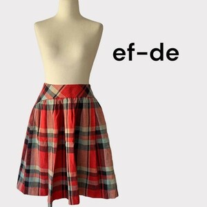  ef-de ef-de check pattern skirt pleated skirt skirt 