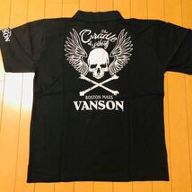 VANSON バンソン 半袖 ポロシャツ 黒/ブラック 両面両腕プリント XLサイズ 未使用_画像1