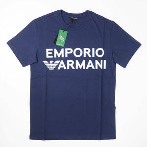 新品正規品 Emporio Armani エンポリオ アルマーニ SWIM 211831 3R479 クルーネック ブランド ロゴ Tシャツ ネイビー XL