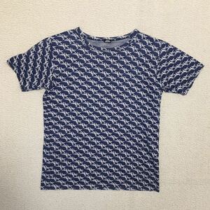 送料込 ボヘミアンズ 総柄 ジャカード織り？ Tシャツ 青系 Mサイズ USED Bohemians 半袖 メンズ アメカジ 古着