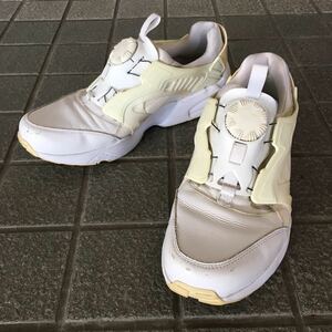 PUMA TRINOMIC DISC BLAZE LEATHER white US10 USED プーマ ディスクブレイズ レザー 白 28cm アメカジ 古着 革 スニーカー