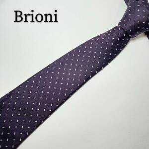 ブリオーニ Brioni ネクタイ シルク パープル 小紋 上品 ハイブランド レギュラー USED 紫 絹