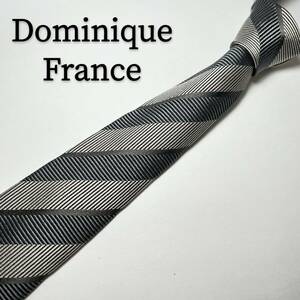 ドミニクフランス Dominique France ネクタイ シルク グレー レジメンタルストライプ 知的 ハイブランド レギュラー ストライプ 灰色 絹