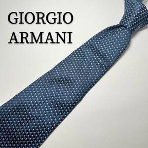 ジョルジオアルマーニ GIORGIO ARMANI ネクタイ シルク ブルー 総柄 清潔 ハイブランド レギュラー ストライプ USED 青 絹