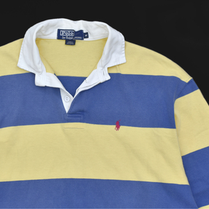 90s ビンテージ POLO by Ralph Lauren ポロ ラルフローレン ラガーシャツ ブルー×イエロー size.M