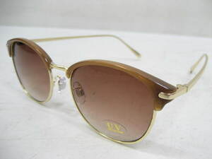 ブロータイプ ボストン サングラス 眼鏡 メガネ クリアベージュ×金色 ゴールド UVプロテクション 12