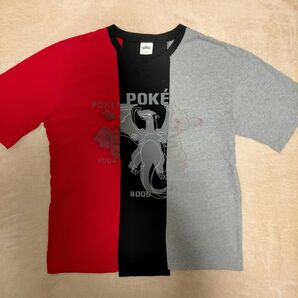ポケモン トライカラー 半袖Tシャツ 赤/黒/灰