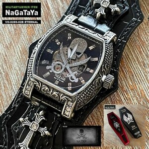 VOLTAGE voltage wristwatch 15 anniversary 100ps.@ limitation self-winding watch ETERNAL Eternal Swarovski original leather VO-025S-02B Skull bo-n lock ..