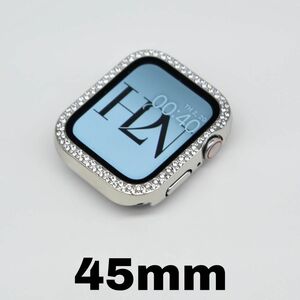 アップルウォッチ ラインストーン ケース カバー キラキラ　45mm シルバー　 Apple Watch Series 8 7