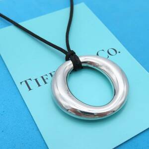 [ free shipping ] Tiffany&Co. Tiffany sebi hole silver necklace silk code black silk SV925 GH48