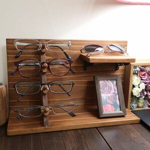 メガネ 置き 展示 ラック アンティーク ディスプレイ スタンド 眼鏡 ウォールシェルフ ケース ビンテージ 収納 18pine