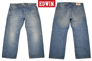 K-4137*EDWIN Edwin 504* made in Japan color .. eminent ... length .. Vintage & crash processing Denim strut jeans W-36