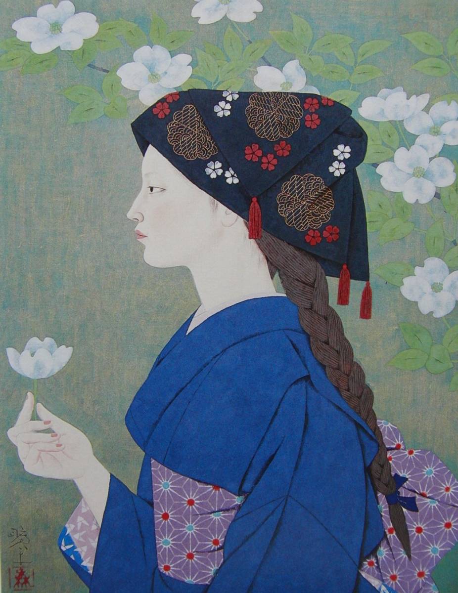 موريتا كوهي, الزهرة البيضاء (فتاة أوهارا), كتب فنية نادرة ولوحات مؤطرة, مؤطرة في إطار ياباني جديد, في حالة جيدة, ًالشحن مجانا, تلوين, طلاء زيتي, طبيعة, رسم مناظر طبيعية